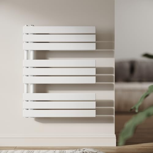 SUNXURY Badheizkörper 762 x 600mm Handtuchwärmer Weiß Panel Handtuchtrockner Handtuch Trockner Handtuchhalter Seitenanschluss Handtuchheizkörper für Badezimmer 781W