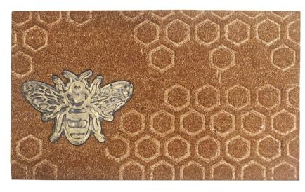 Roseley Large Doormat 45 x 75cm Non-Slip Entrance Rug for Winter Natural Coconut Coir Runner Indoor Outdoor Welcome Mat Heavy Duty Dirt Trapper [Bee]