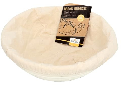 Birkmann, Gärkörbchen mit Baumwoll-Bezug 1 Stück hitzebestädig bis 60 Grad Brot Backen Korb Gären rostfrei Gärkorb Rund