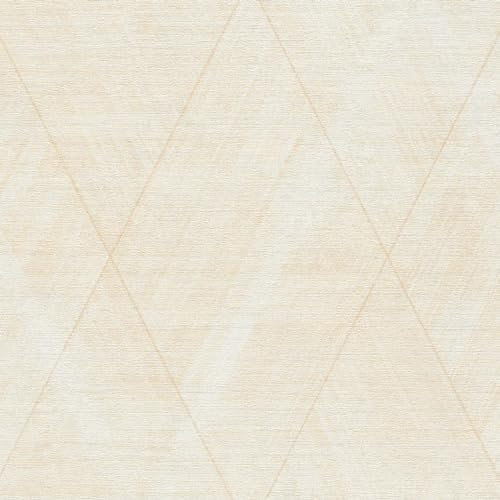 BRICOFLOR Tapete Rauten ideal für Flur und Wohnzimmer Helle Vliestapete mit Rautenmuster in Creme scheuerbeständig