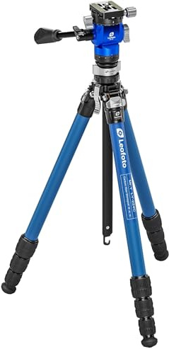 Leofoto Carbon-Dreibeinstativ LY-224C Mr.Y + Videoneiger BV-0R + Nivellierbasis LB-38 blau