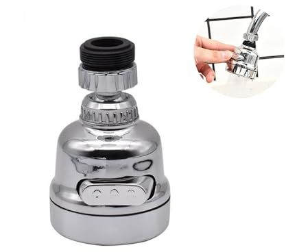 Avilia Mélangeur multifonction, 3 types de jets Seltionnables par bouton latéral, joint sphérique à 360 degrés, convient à tous les robinets communs avec filetage standard 22/24 mm