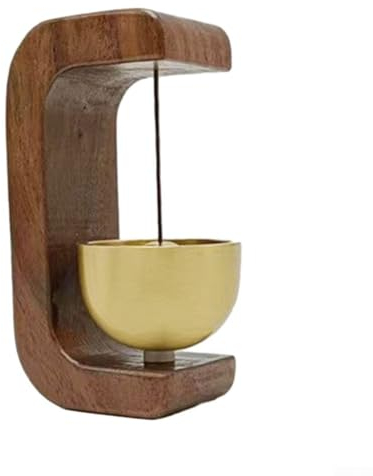 Zoegneer Kabellose Türklingel im japanischen Stil, Holz-Windspiel mit Messingglocke, knackiger und angenehmer Klang, dekorative Note für Cafés (C), 1219789412