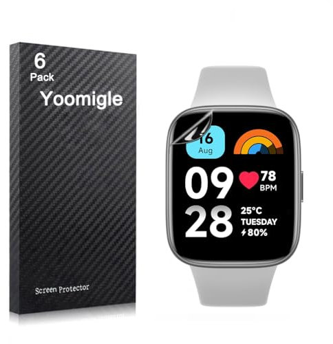 Yoomigle 6 Pezzi Pellicola Protettiva Compatibile con Xiaomi Redmi Watch 3 Active Smartwatch Proteggi Schermo Protezione Film Per Redmi Watch 3 Active 1,83” Orologi TPU Flessible Screen Protector