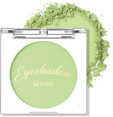 Erinde Ombretto Mono Opaco, Formula ad Alta Pigmentazione, Ombretto in Polvere a Lunga Durata, Facile da Sfumare, Texture Setosa, Leggero e Aderente, Adatto a Tutti i Tipi di Pelle, Vegano, Verde, 3g