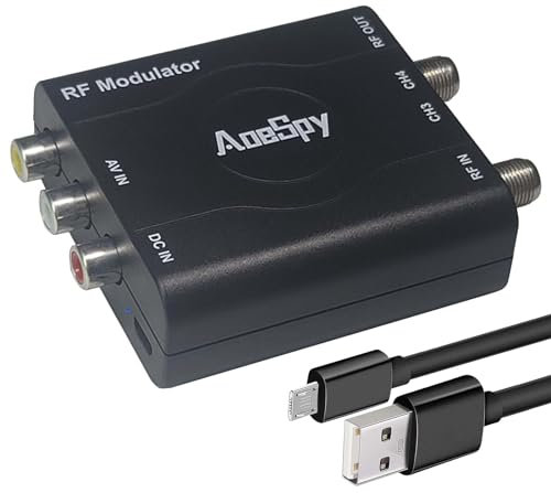 Modulateur coaxial RCA RF Convertisseur FM CVBS avec entrée d'antenne / sortie et commutateur de canal pour DVD, lecteur Blu-ray, DVR, VCR, boîte de câble satellite, PS2, PS3, Xbox, AV vidéo vers type