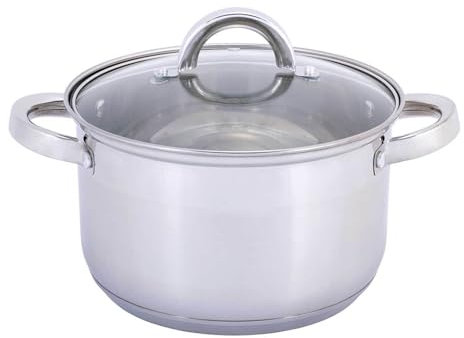 4BIG.fun Kochtopf 3,9 L Edelstahl Suppentopf 20 cm mit Glasdeckel Induktion Schmortopf Bratentopf Topf