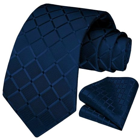 OcioDual Krawatte Dunkelblau Krawatte Herren, Krawatten für Herren mit Einstecktuch, Tie, Elegant Set für Feiern, Events, Krawatten Damen, Hochzeitskrawatten, Geschäftsleute, Gravatas Hommes
