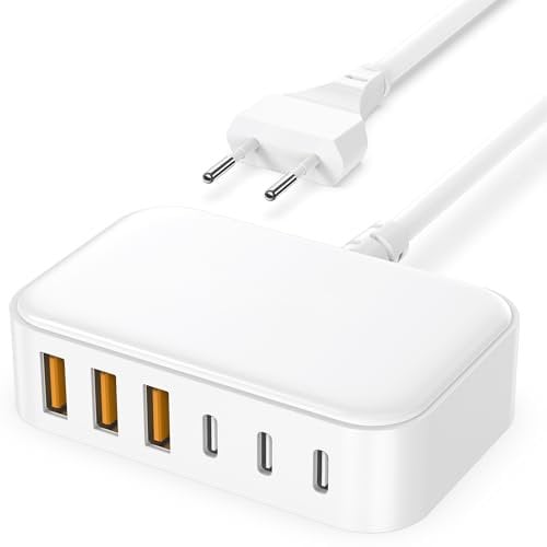 Chargeur USB C Rapide Multiple - 100W 6 Port Prise USBC Telephone, Multi Secteur Adaptateur Type C for iPhone 16 15 14 13 12 11 Pro Max X XS XR 8 7 6S Plus Mini SE, Galaxy Kalerop