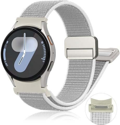 Magnetisches Nylonarmband mit einem Klick für Samsung Galaxy Watch 7 6 5 4 FE 40 mm 44 mm/6 Classic 47 mm 43 mm/5 Pro 45 mm/4 Classic 46 mm 42 mm Herren/Damen, Sportarmband für Galaxy Watch 7 FE 6 5 4