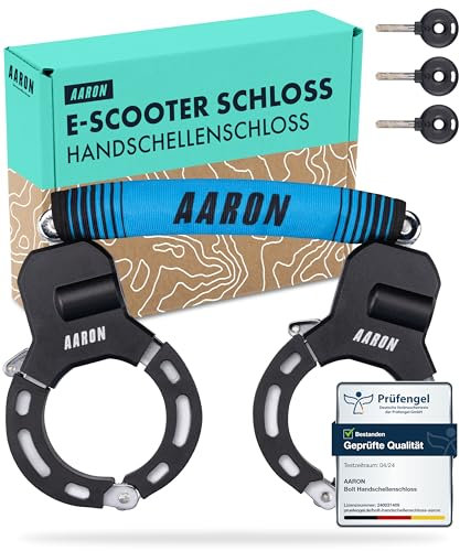 AARON Handschellenschloss für E-Scooter - Hochsicherheits-Design - Flexibles Fahrradschloss mit Stahlkette - Robust & Kratzschutz - Blue