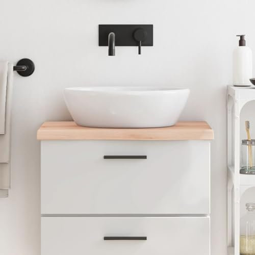 JUDYY Piano Bagno 60x40x4 cm in Legno Massello Non Trattato,Piano Bagno,Top Bagno Piano per Lavabo da Appoggio,Piano Lavabo Bagno-3156009