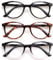 VisiWell 3 Pack Reading Glasses for Women and Men Spring Hinge Stylish Readers Black/Tortoise Readers for Men and Women (Mix Color, 0.75, Dioptres)