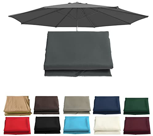 Universal-Ersatzdach für Markt-Tischschirm, dunkelgrau, 3 m, 6 Rippen, mehr als 10 Farben erhältlich