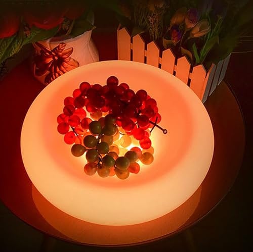 CHANGLKJ Plateau De Service Lumineux À LED, Plateau Lumineux À LED 16 Couleurs avec Télécommande, Éclairage À 360° Et 4 Modes Dégradés, Rechargeable Et Étanche, Durée De Vie D'éclairage De 12 Heures