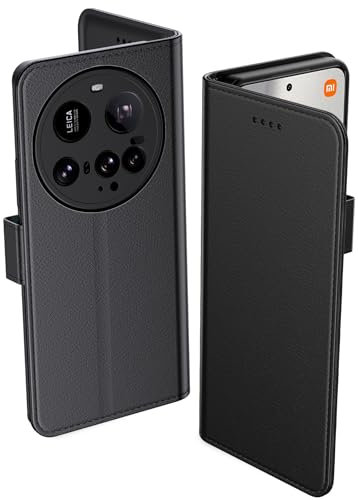 Aiziki Custodia per Xiaomi 15 Ultra, Copertura Protettiva in Pelle PU Premium, Pieghevole, Aspirazione Magnetica, Prevenzione Delle Cadute, Carta Fessura - Nero