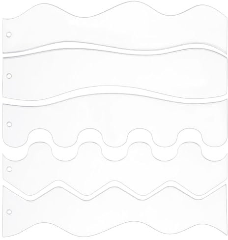 DELORIGIN 5Styles Acrylic Quilting Templates, 5pcs Clear DIY Patchwork Sewing Crafts, Waves Ruler Piecing Formwork for Machine, No Slip Quilting Ruler Templates for Sewing Craft Patchwork Splicing