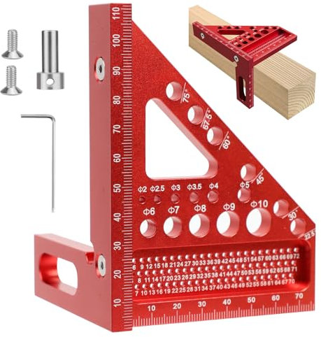 Squadra 3D Calibro Quadrato In Lega di Alluminio, 22,5°-90° Goniometro Quadrato per la Lavorazione, Righello Quadrato Multiangolo, Chiave per Misurare Oggetti Tridimensionali