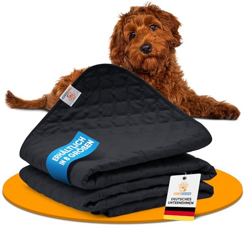 SympaTierisch wasserdichte Hundedecke - Robuste Hundematte als Schutz für Sofa & Bett - rutschfeste Hundedecke auch für große Hunde geeignet - in der Waschmaschine waschbar - 100 x 80 cm - schwarz