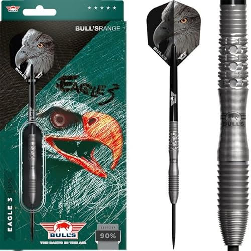 BULL'S Eagle 3 90% Tungsten Steeldart - 24g | Innovativer Barrel mit Shark Grip und offener Rückseite
