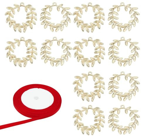 DHWEKU 12 Stück corona alloro laurea Lorbeerkranz Abschluss Deko bomboniere laurea Anhänger mit Satinband zanhänger für Abschluss Geschenk Verpackung Abschlussfeier Dekoration