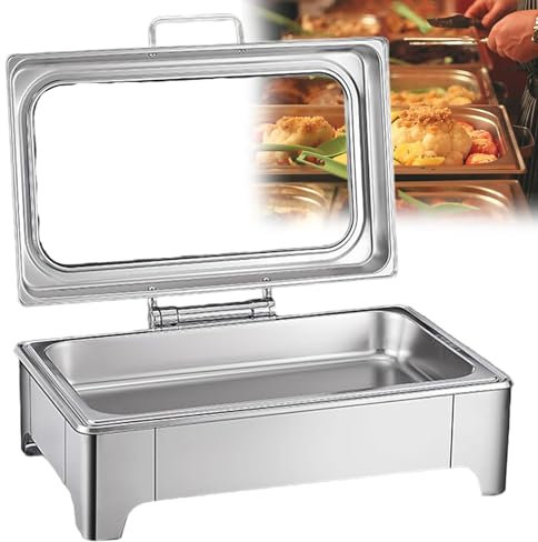 GESAIDES Buffet électrique, Réchauds et Serveurs de Plats à Réchaud, avec Couvercle 9 L pour Buffet, Table à Vapeur Commerciale pour Réchauds de Plats à Vapeur,A