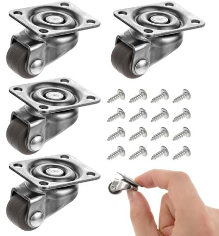 4 Stück 12MM Kleine Lenkrollen, 360 Grad Lenkrollen Set, Lenkrollen mit Kugellager für Kleine Möbel, Küchengeräte, Wischeimer, Geräuschlos