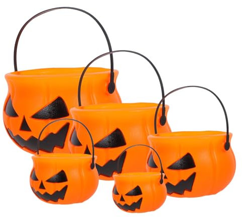 Vaguelly Artificial Pumpkin Candy Bucket Halloween Treat Buckets Decorative Storage Container