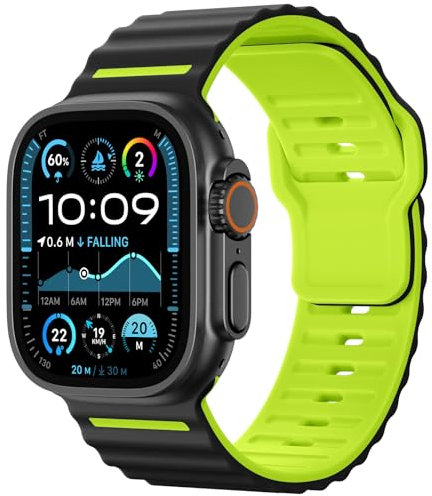 Mastten Sportarmband Kompatibel mit Apple Watch Ultra 2 Armband 49mm 46mm 45mm 44mm 42mm Herren - Zweifarbig Weiches Silikon Ersatzarmband für iWatch Ultra Series 10 9 8 7 SE 6 5 4 3 2 1