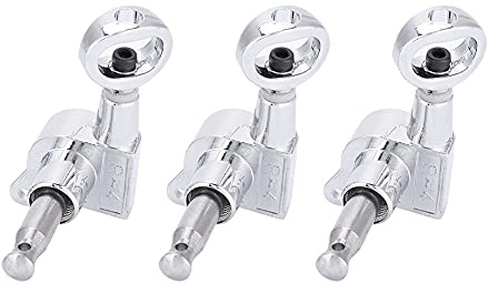 Dilwe Durable Copper-zinc Alloy Tuning Pegs, Prevent Rusting with Locking Design, Suitable for Guitarists of All Levels, Available in Black and Silver (6 Right)