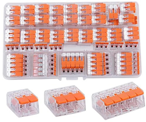 lomdung 75 Stück Kabelverbinder, Kabelverbinder Kabelklemmen Elektro, Klemme mit Betätigungshebel, Leiter Klemme für Feste Kabe 2-3-5 Leiter, Klemmen Lüsterklemmen für Feste Kabe, Transparent