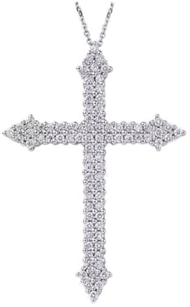 Bishilin Kette mit Anhänger Weißgold 585, Halskette Damen 45CM Charms Anhänger Kreuz mit 1ct Diamant Kette Hochzeit Braut Echtschmuck