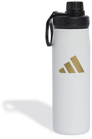 adidas Unisex Metal Screw Top 0.6 Liter Bottle, white/black, One Size