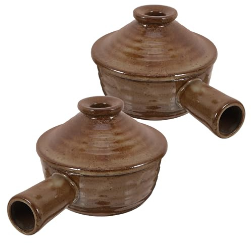 BESPORTBLE 2piezas Cazuela Apta para Microondas de Cerámica con Tapa Ollas de Barro Pequeñas para Cocinar Sopa para Caldo y Estofado Uso Cocina