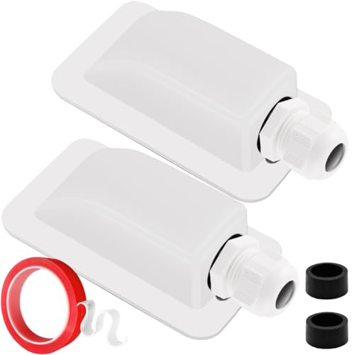 HAAMNING7 Cable Entry Gland Solar Single Port Waterproof Housing Cable Duct ABS IP68 3-12mm for RV Boats, 2 PCS Solar Panel Wiring Mounting Brackets for Motorhomes Campervans Caravans, White