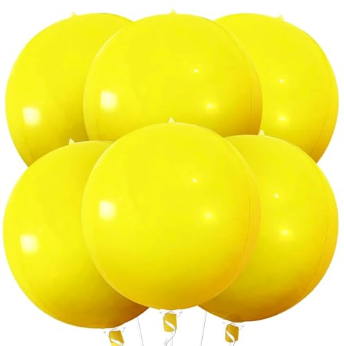 VIKY® 6 Stück Luftballons Gelb Folienballon, 22 Zoll 4D Gelbe Luftballons Geburtstag, Bienen Deko Gelb Luftballon, Gelbe Geburtstagdeko für Hochzeit Deko, Babyparty, Verlobung, Honigbiene Thema Party