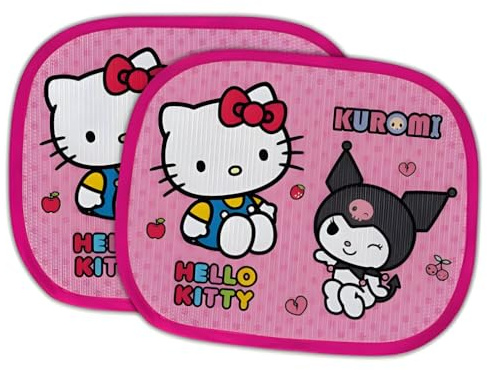 Kinder Auto Sonnenblende 2er Set 33x44 cm – Sonnenschutz für Seitenscheiben mit Motivwahl Eiskönigin, Minnie, Skye, Hello Kitty oder Einhorn – für Kinder, Stil: Hello Kitty