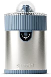 Guzzini, Sous Chef Zitruspresse mit staubdichtem Deckel, 100 W, Edelstahl, Bio-Based, Doppelkegel 2-in-1, tropffreier Ausguss (Blue Navy)