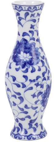 Vase à Fleurs en Céramique Bleu Blanc Style Chinois, Décor Maison | Peint à Main, Style Antique Artistique, pour Bureau et Centre de Table, Photoprop
