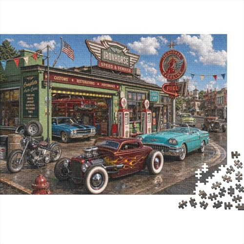 Retro-Americana Hot Rod Retro Puzzle 1000 Teile, Lernspiel Geschenk