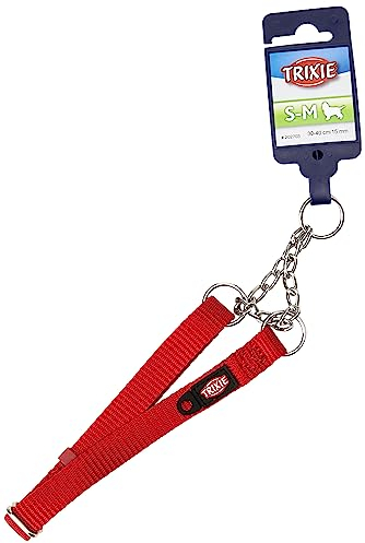 TRIXIE Premium Zug-Stopp Halsband Größe S–M: Halsumfang 30–40 cm/15 mm in rot - stufenlos verstellbares Hundehalsband für kleine bis mittelgroße Hunde, einfacher Verschluss, 202703
