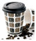 Thali Outlet® - 100 x 10oz Mocha + Black Lids Cafe Printed Paper Single Wall Disposable Tea Coffee Cappuccino Hot Drinks Cup