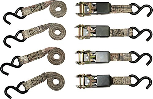 RPS Outdoors SI-2067 Mossy Oak Break-Up Infinity Camo 1 x 8' Ratchet Tie Down Straps (300 lb Safe Working Load / 900 lb Tension Strength), 4 Pack