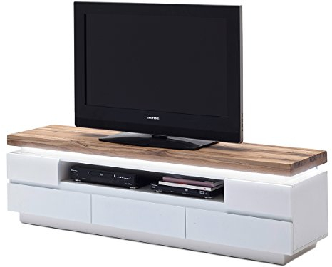 möbelando TV Lowboard Kommode Rack Sideboard Unterschrank Element Weiß Wildeiche Lisa II