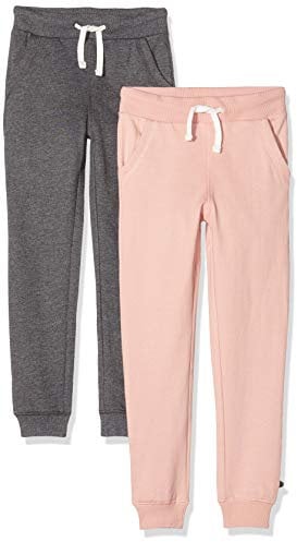 MINYMO 3937 Lot de 2 Culottes de Jogging pour Enfant Fille Pantalons, Multicolore (Blusher/Rose/Gris 568), 128 cm