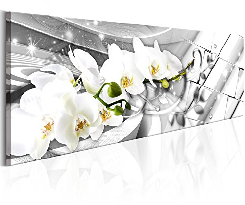 B&D XXL - Quadro Orchidea Fiori 120x40 cm 1 1 Pezzo - Stampa su Tela Canvas in TNT Tessuta - Quadri Moderni Camera da Letto - Murale Arte Decorazioni da Parete Immagini Decori -