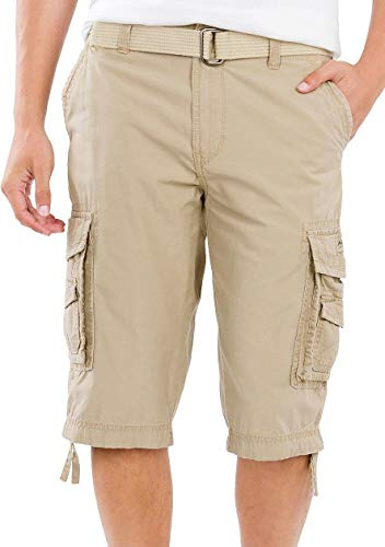 Unionbay Men's Cordova Belted Messenger Cargo Short - Reg and Big and Tall Sizes, grain, 44