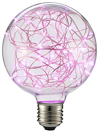 G95 Edison Ampoule Vintage,KINGCOO E27 3W AC85-265V Ampoule LED Antique Fil De Cuivre Globe Corde Lamp Décorative Ampoule pour Noël Maison Parti De Mariage Bars (Rose)