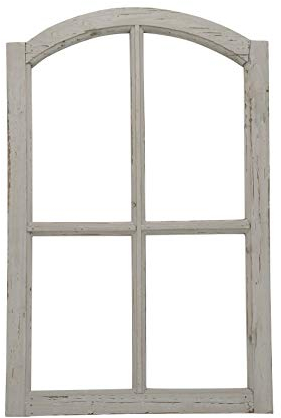 Posiwio Deko-Fensterrahmen Holz- Rahmen Fenster-Attrappe Holz grau Shabby Vintage