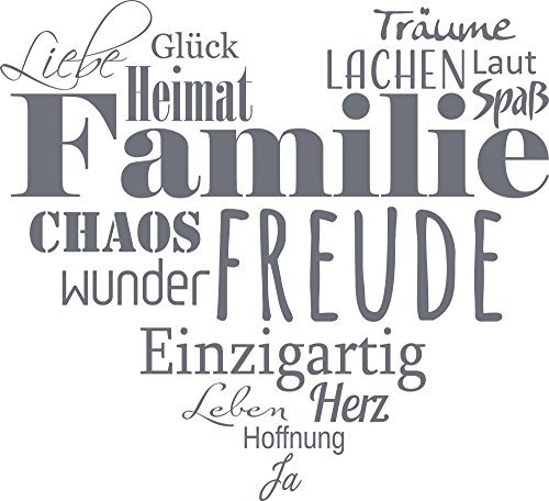 GRAZDesign Wandtattoo Familie mit Herz Wohnzimmer Flur Diele selbstklebend - 63x57cm / 071 grau